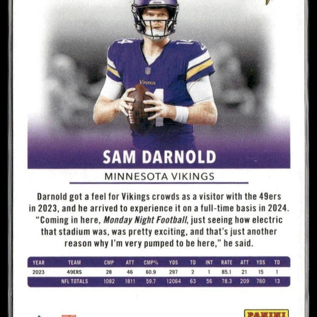 Sam Darnold #191 2024 Panini Prestige Xtra Points Pink #/25 Minnesota Vikings