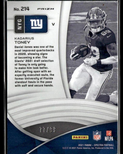 Kadarius Toney Rookie #214 2021 Panini Spectra #/99 New York Giants