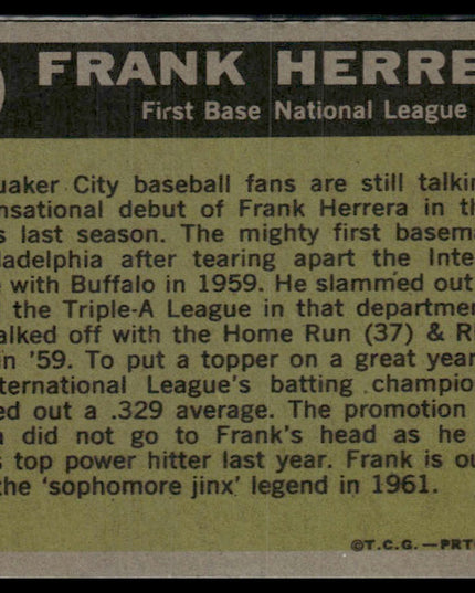 Frank Herrera #569 1961 Topps Philadelphia Phillies