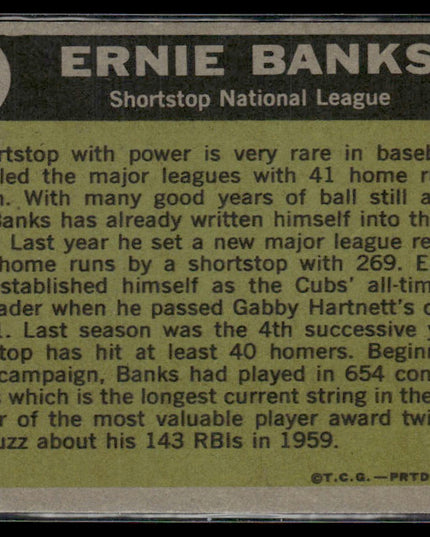 Ernie Banks #575 1961 Topps Chicago Cubs