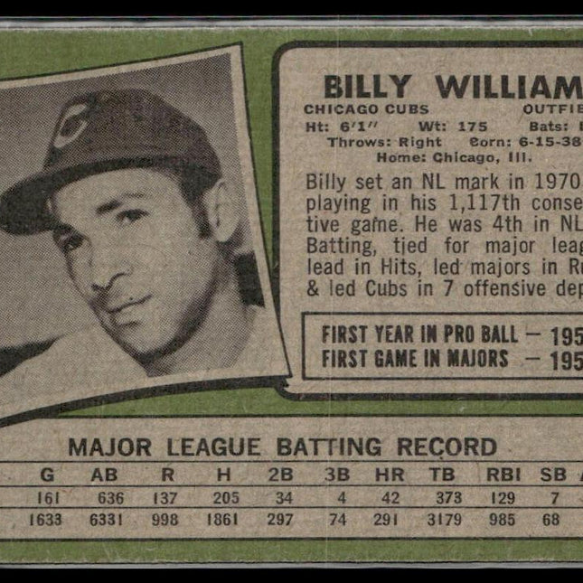 Billy Williams #350 1971 Topps Chicago Cubs