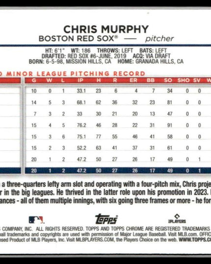 Chris Murphy #73 2024 Topps Chrome Gold /50 Boston Red Sox