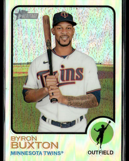Byron Buxton #186 2022 Topps Heritage Chrome Refractor #/673 Minnesota Twins