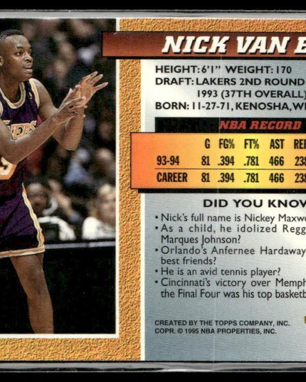 Nick Van Exel #48 1994-95 Topps Embossed Los Angeles Lakers