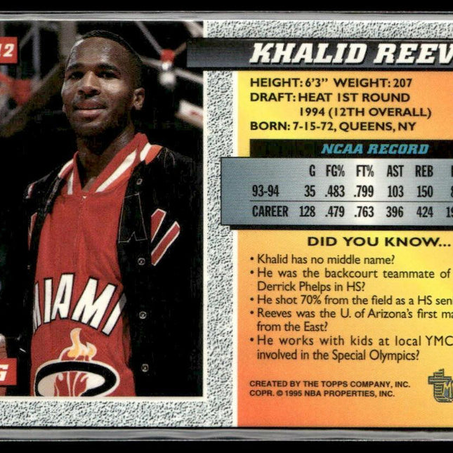 Khalid Reeves Rookie #112 1994-95 Topps Embossed Golden Idols Miami Heat