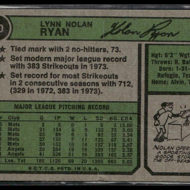 Nolan Ryan #20 1974 Topps California Angels