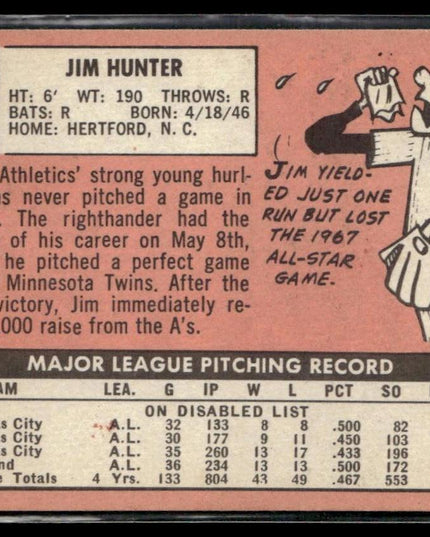 Jim Hunter #235 1969 Topps Oakland Athletics