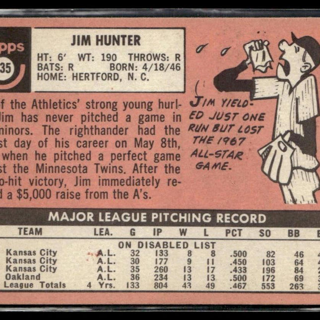 Jim Hunter #235 1969 Topps Oakland Athletics