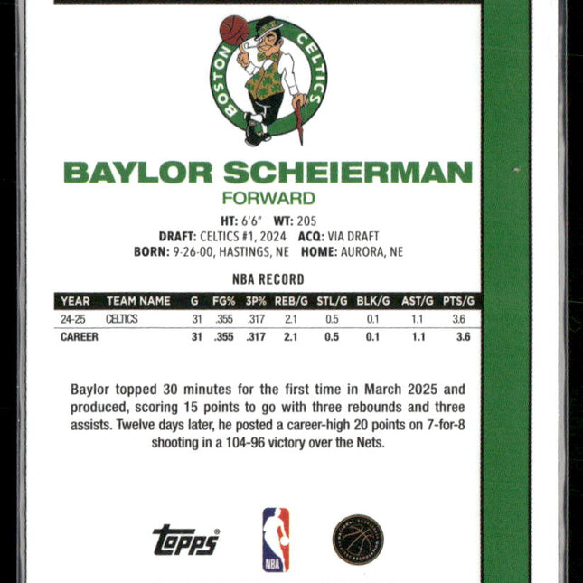 Baylor Scheierman #80BK-49 2025-26 Topps 1980-81 Topps Basketball Boston Celtics
