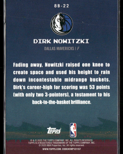 Dirk Nowitzki #8B-22 2025-26 Topps 8-Bit Ballers Dallas Mavericks