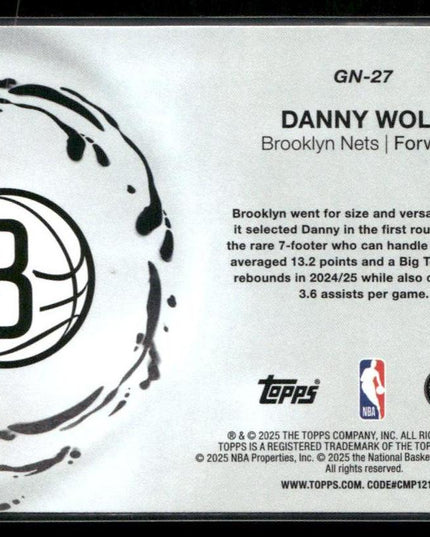 Danny Wolf #GN-27 2025-26 Topps Generation Now Brooklyn Nets
