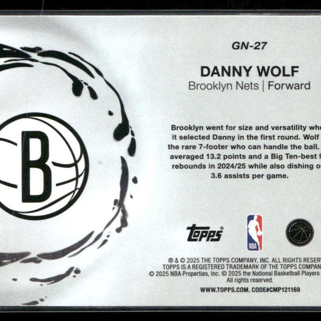 Danny Wolf #GN-27 2025-26 Topps Generation Now Brooklyn Nets