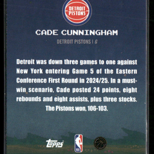Cade Cunningham #8B-1 2025-26 Topps 8-Bit Ballers Detroit Pistons