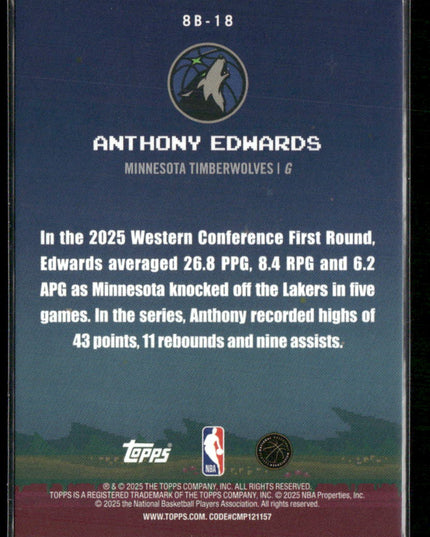 Anthony Edwards #8B-18 2025-26 Topps 8-Bit Ballers Holo Foil Timberwolves