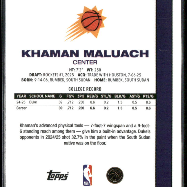 Khaman Maluach #80BK-57 2025-26 Topps 1980-81 Topps Basketball Phoenix Suns