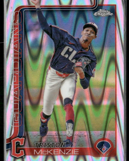 Triston McKenzie #21 2025 Topps Chrome Raywave Refractors Cleveland Guardians