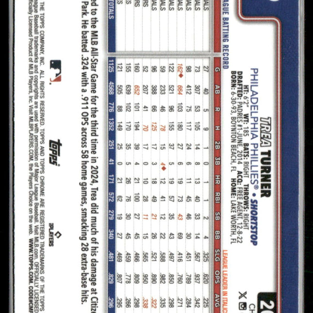 Trea Turner #208 2025 Topps Chrome Sepia Refractors Philadelphia Phillies