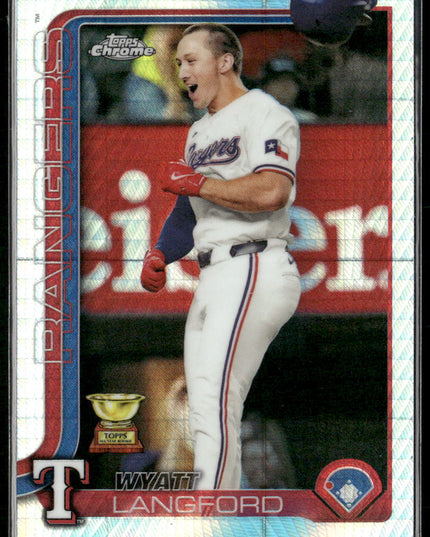 Wyatt Langford #68 2025 Topps Chrome Prism Refractors Texas Rangers