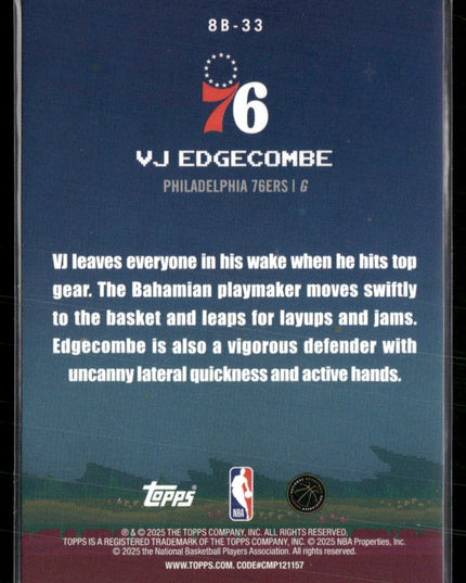 VJ Edgecombe #8B-33 2025-26 Topps 8-Bit Ballers Philadelphia 76ers