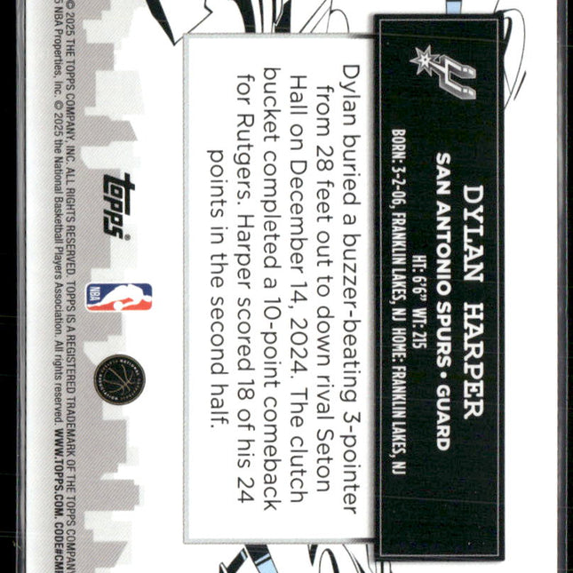 Dylan Harper #CC-2 2025-26 Topps Clutch City Prospects San Antonio Spurs