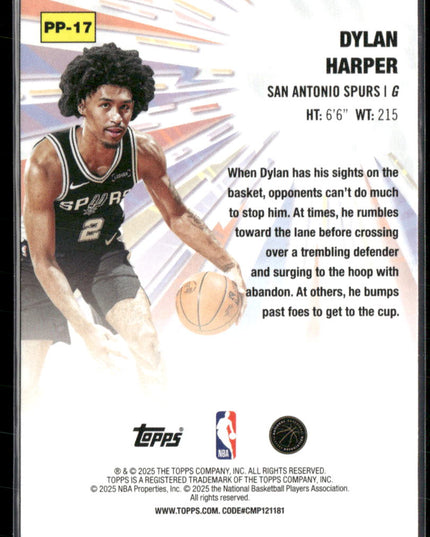 Dylan Harper #PP-17 2025-26 Topps Power Players San Antonio Spurs