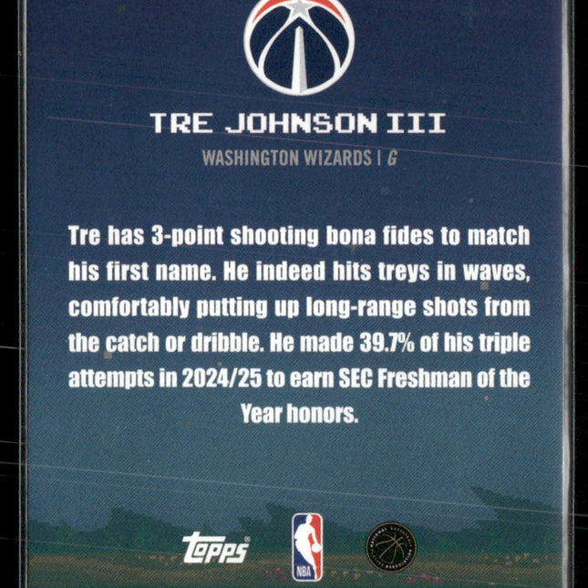 Tre Johnson III #8B-36 2025-26 Topps 8-Bit Ballers Washington Wizards