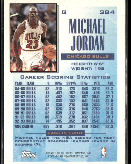 Michael Jordan #384 1993-94 Topps Chicago Bulls