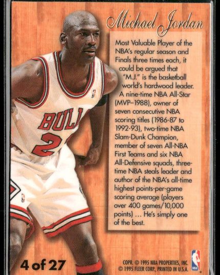 Michael Jordan #4 1995-96 Fleer Flair Hardwood Leader Chicago Bulls
