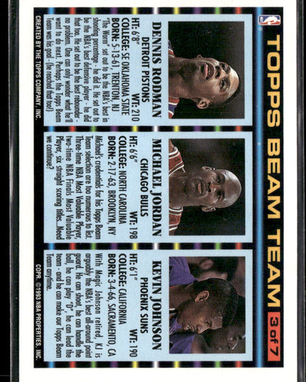 Kevin Johnson / Michael Jordan / Dennis Rodman #3 1992-93 Topps Beam Team