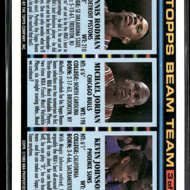 Kevin Johnson / Michael Jordan / Dennis Rodman #3 1992-93 Topps Beam Team