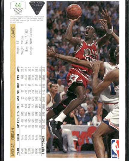 Michael Jordan #44 1991-92 Upper Deck Chicago Bulls