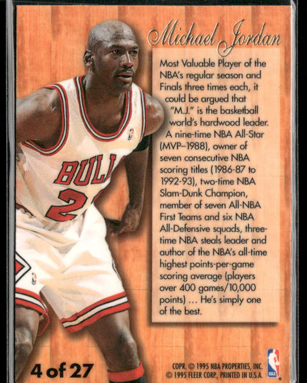 Michael Jordan #4 1995-96 Fleer Flair Hardwood Leader Chicago Bulls