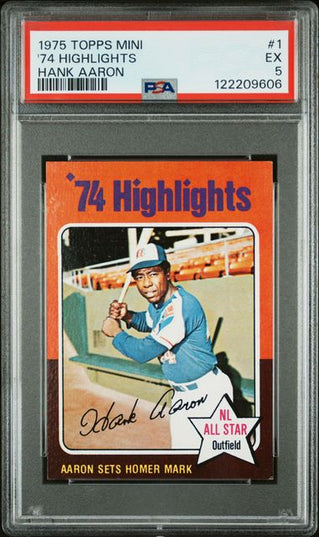 Hank Aaron 1975 Topps Mini #1 1974 Highlights PSA 5