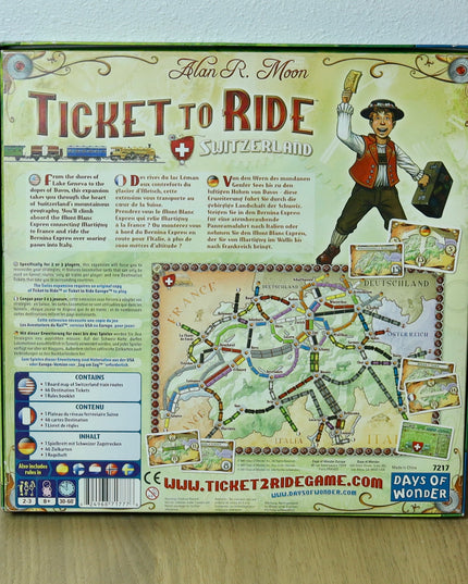 Ticket to Ride: Switzerland Expansion (2011) – Days of Wonder – Complete