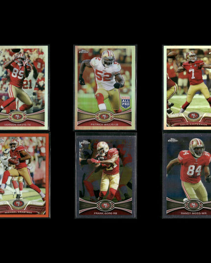 2010s Topps Chrome San Francisco 49ers Lot (6) w/ Kaepernick, Gore, Randy Moss