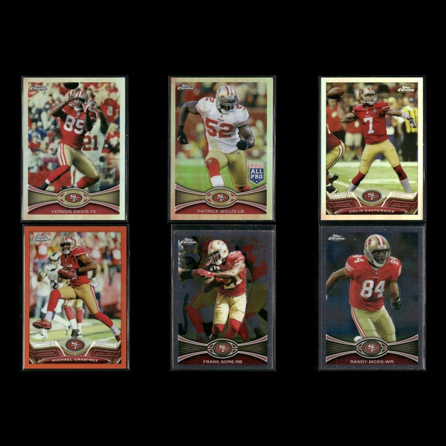 2010s Topps Chrome San Francisco 49ers Lot (6) w/ Kaepernick, Gore, Randy Moss