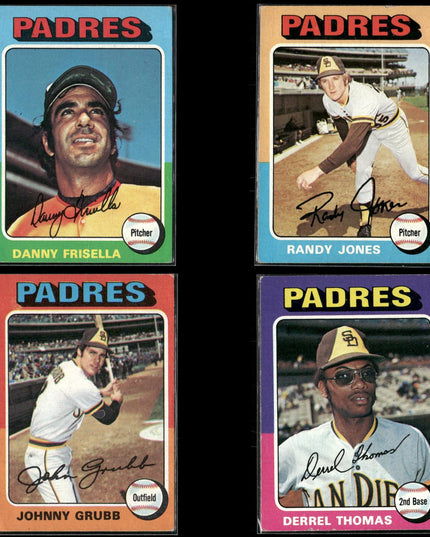 4-Card Lot Vintage 1975 Topps San Diego Padres | MLB Baseball Trading Cards Topps