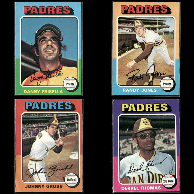 4-Card Lot Vintage 1975 Topps San Diego Padres | MLB Baseball Trading Cards Topps