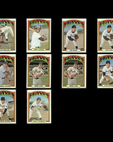 1972 Topps Atlanta Braves Team Lot (10 Cards) Vintage Baseball MLB