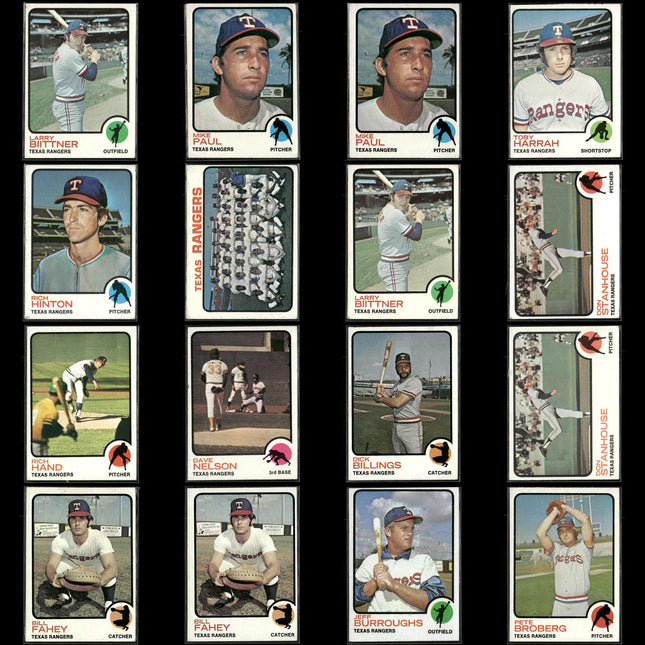 16-Card Lot Vintage 1973 Topps Texas Rangers | MLB Baseball Trading Cards Topps