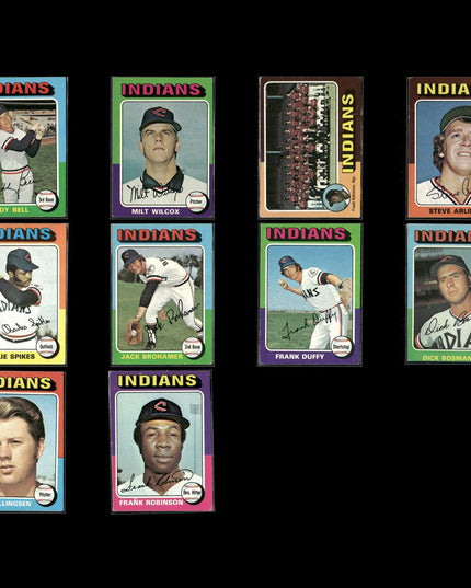 10-Card Lot Vintage 1975 Topps Cleveland Indians | MLB Baseball Trading Cards