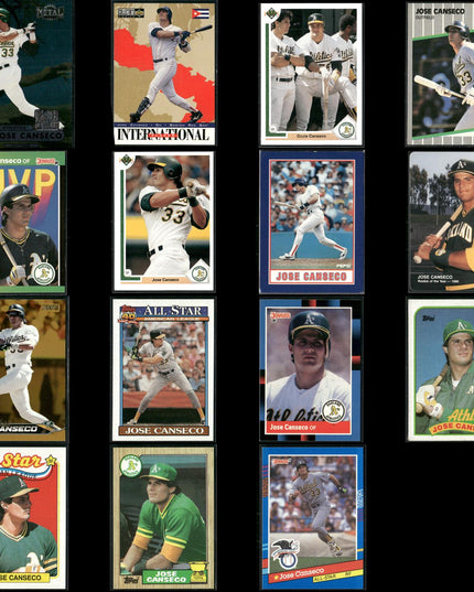 Jose Canseco 15-Card Lot A’s 80s-90s Slugger Collector Cards