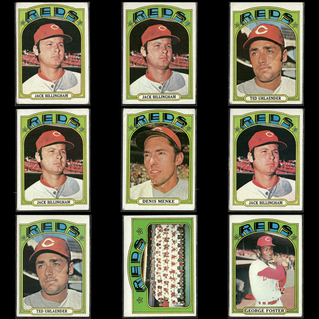 1972 Topps Cincinnati Reds Team Lot (9 Cards) Vintage Baseball MLB