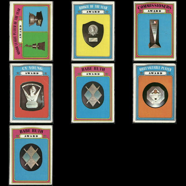 7-Card Lot Vintage 1972 Topps Baseball Awards | MLB Trading Cards Topps Vintage