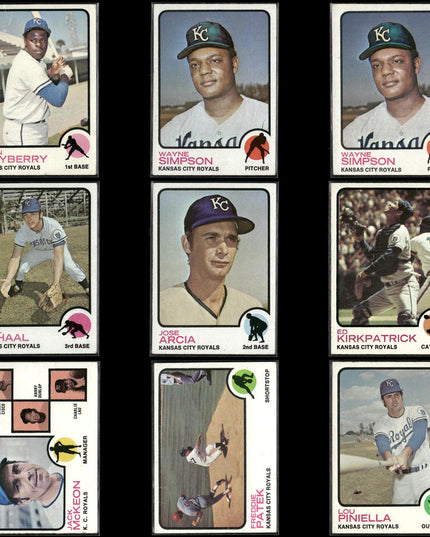 9-Card Lot Vintage 1973 Topps Kansas City Royals | MLB Baseball Trading Cards