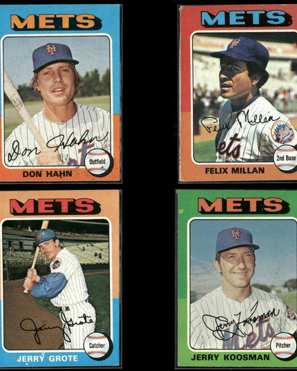 4-Card Lot Vintage 1975 Topps New York Mets | MLB Baseball Trading Cards Topps