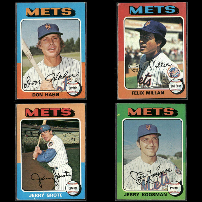 4-Card Lot Vintage 1975 Topps New York Mets | MLB Baseball Trading Cards Topps