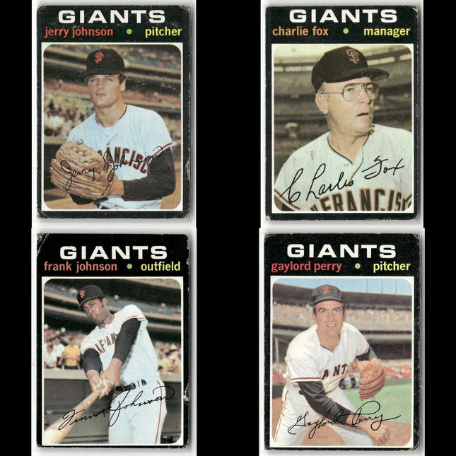 4-Card Lot Vintage 1971 Topps San Francisco Giants | MLB Baseball Trading Cards