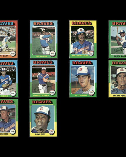 10-Card Lot Vintage 1975 Topps Atlanta Braves | MLB Baseball Trading Cards Topps