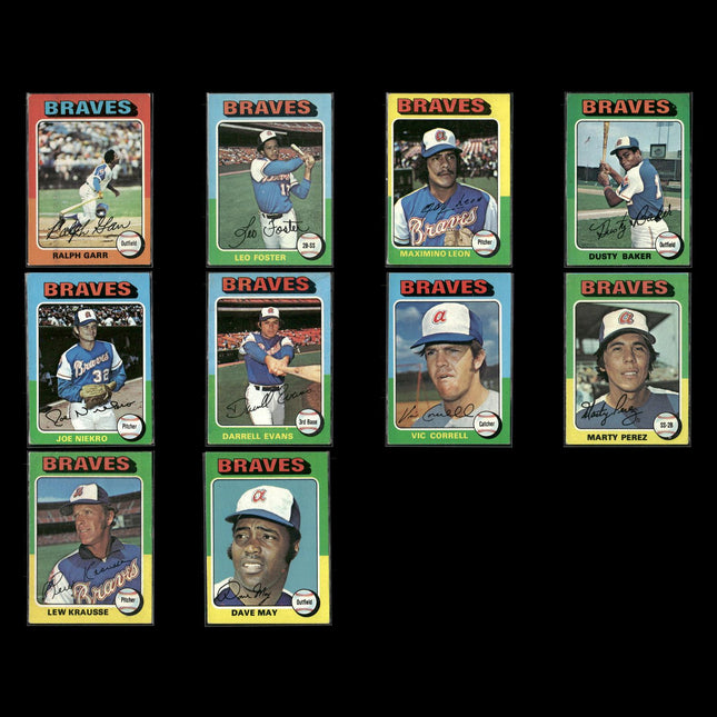 10-Card Lot Vintage 1975 Topps Atlanta Braves | MLB Baseball Trading Cards Topps